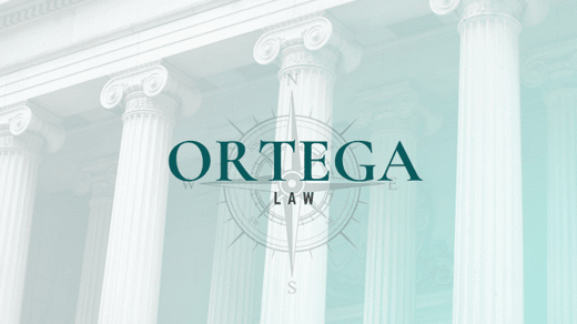 Ortega Law Logo over watermarked columns